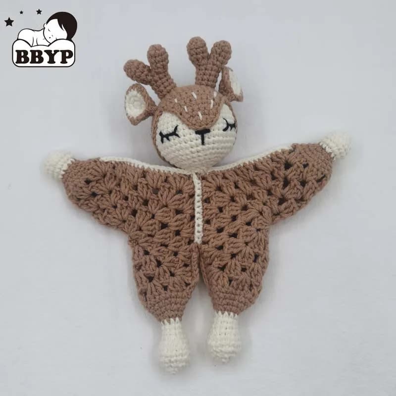 Cotton Crochet Sleeping Soothe Toys Deer Elk Lovey Baby Security Blanket Towel Sleeping Dolls  Educational Toy Handmade