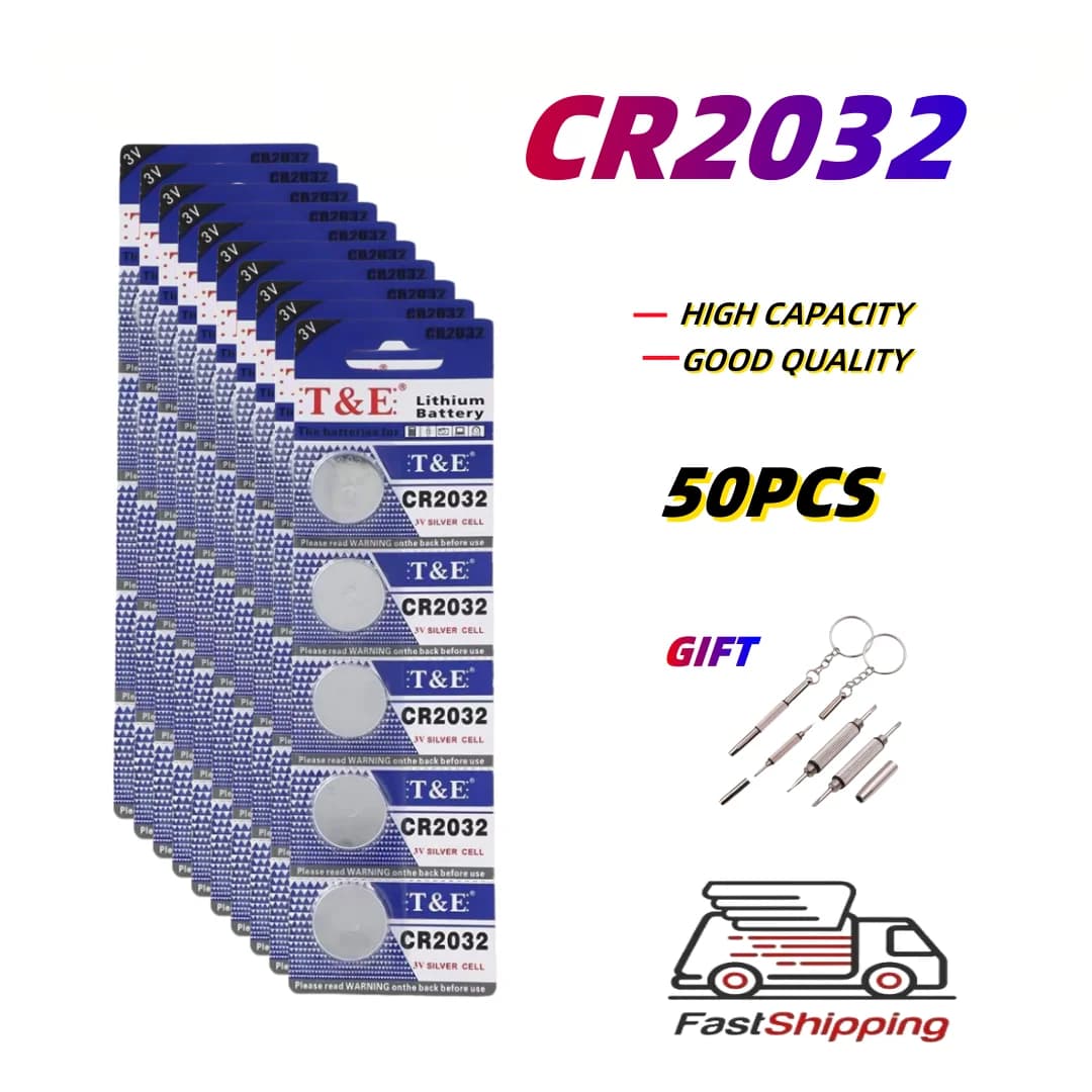 50PCS CR2032 Button Battery CR 2032 DL2032 ECR2032 3V Lithium Battery For Watch Car Key Remote Coin Cells