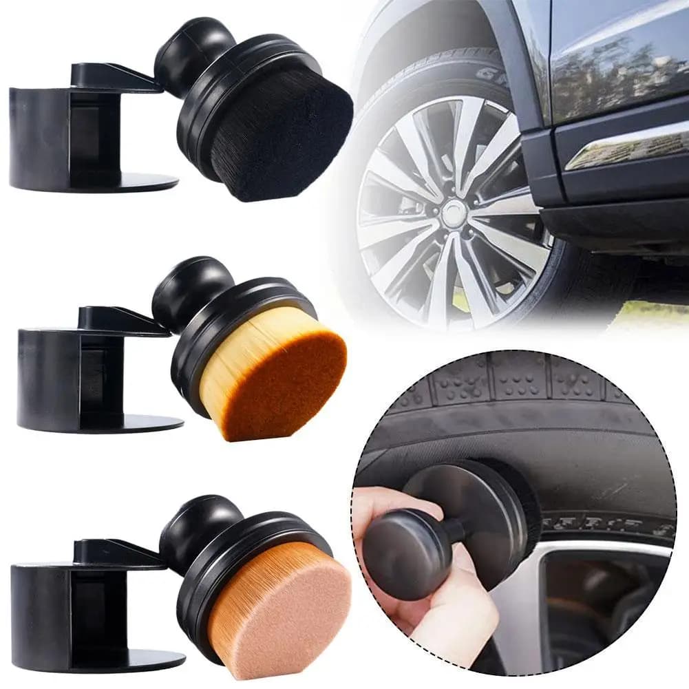 Auto Detail Brush Portable Car Tire Brush With Seal Cover,High Density Soft Detailing Brush For Tire Shine Polish Wax Appli