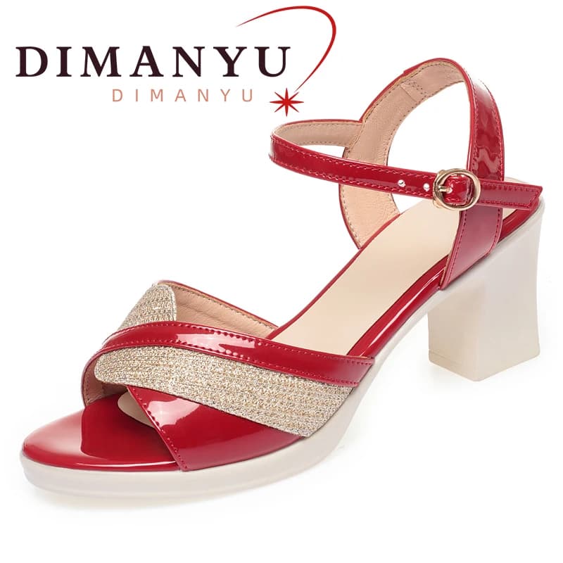 DIMANYU Women's Sandals Genuine Leather 2024 Summer New Sexy Women's High Heels Fashion Large Size Women's Sandals