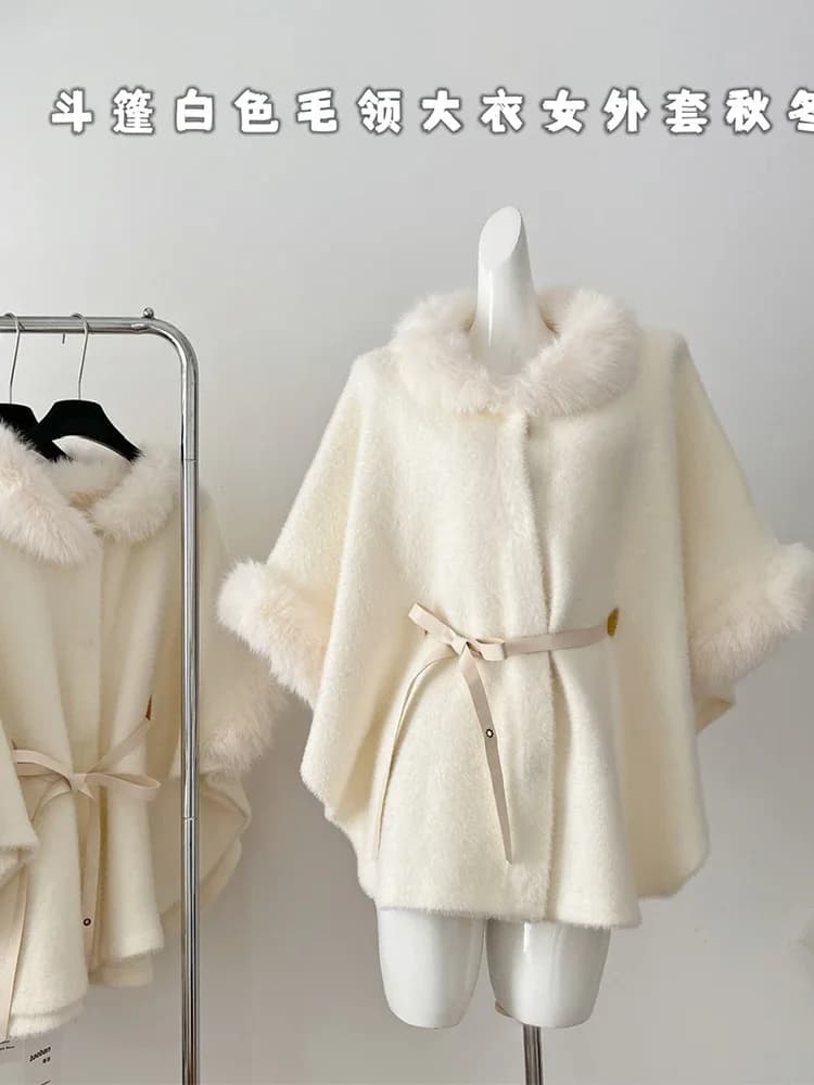 Women Off White Teddy Coats Harajuku Korean Style 2000s Fashion Long Sleeve Winter Jacket Streetwear Vintage Outerwear Top 2024