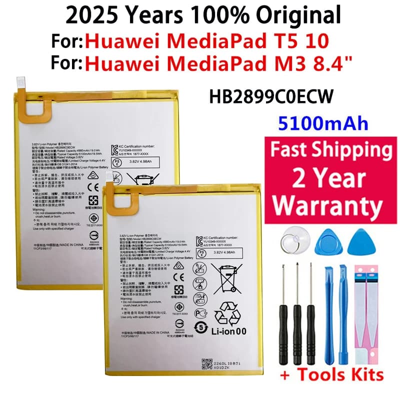 100% Replacement Tablet Battery For Huawei MediaPad M3 8.4" MediaPad T5 10 AGS2-L09 AGS2-W09 AGS2-L03 AGS2-W19 5100mAh+Tools