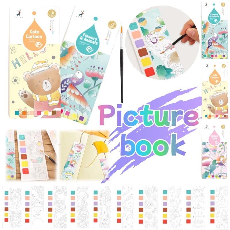 20 Sheets Portable Children's Watercolor Painting Books Children's Watercolor Graffiti Pictures Coloring Toys Gifts Stationery