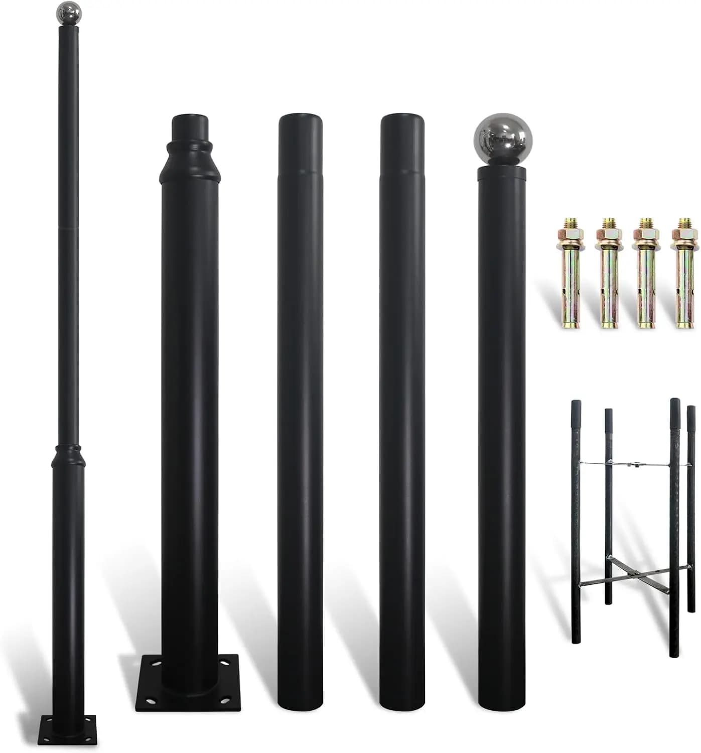 Street Light Pole 13ft Tall, Black Outdoor Galvanized Heavy-duty Metal Solar Street Lamp Post, Suitable for Outdoor Street and