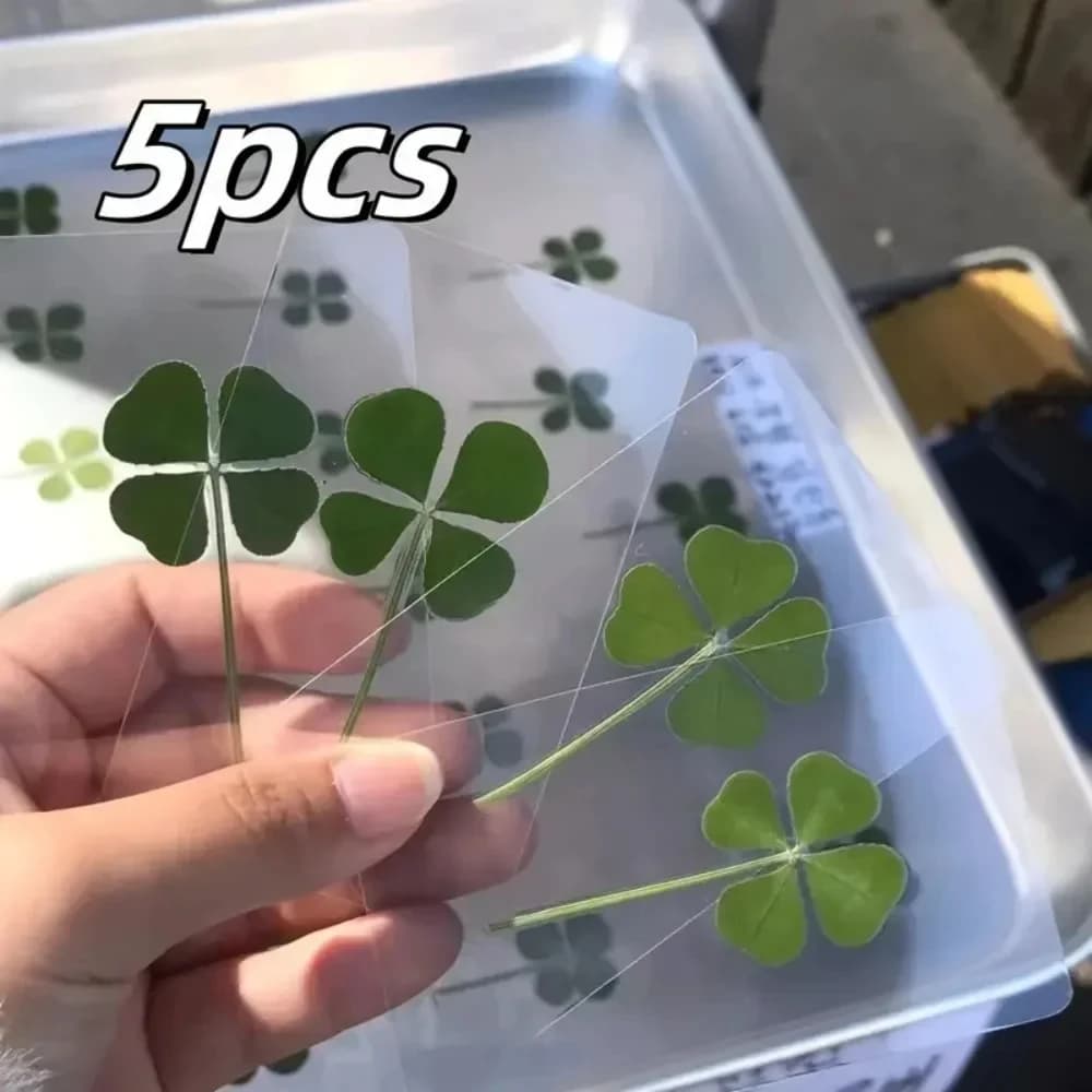 5/10Pcs Emulation Lucky Printing Clover Postcards Transparent Wishing Cards Ideal for Bookmarks & Decorations Perfect Gifts