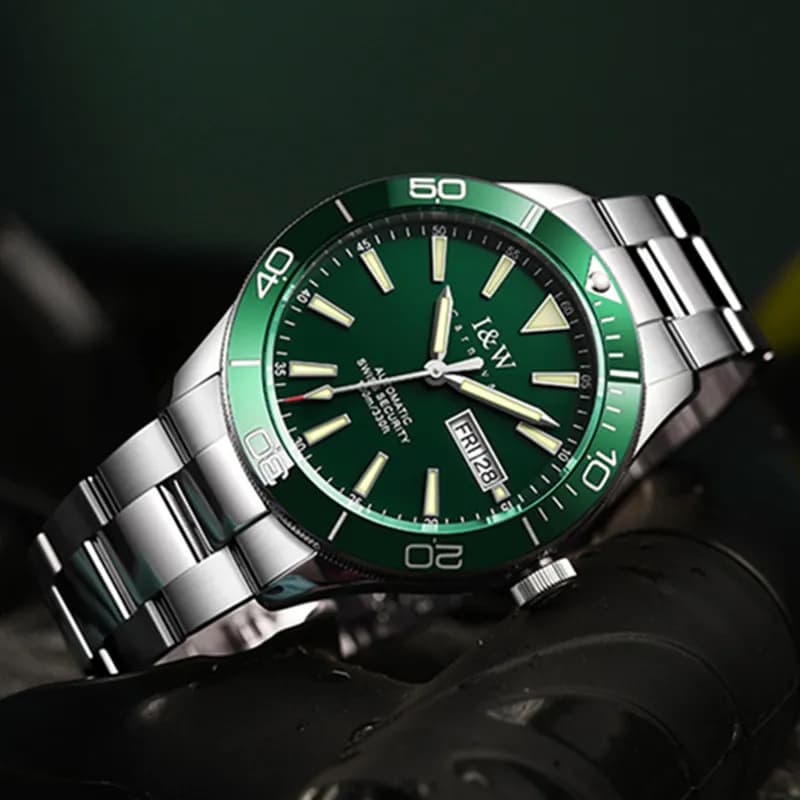 Carnival Automatic Watch for Men Luxury Brand Mechanical Reloj Hombre Sapphire Sports Dive Green Water Ghost Bezel Montre Homme
