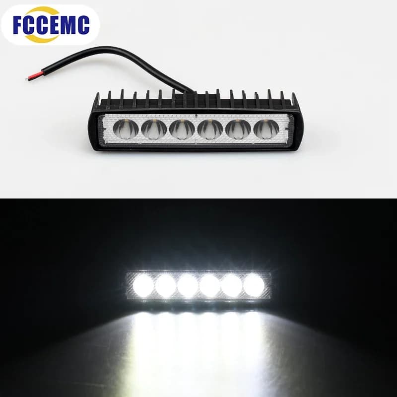 18w 6 LED Motocycle Work Light High Bright Spotlight Offroad Automobile Truck Driving Fog Headlights DRL Driving Lamp 12V
