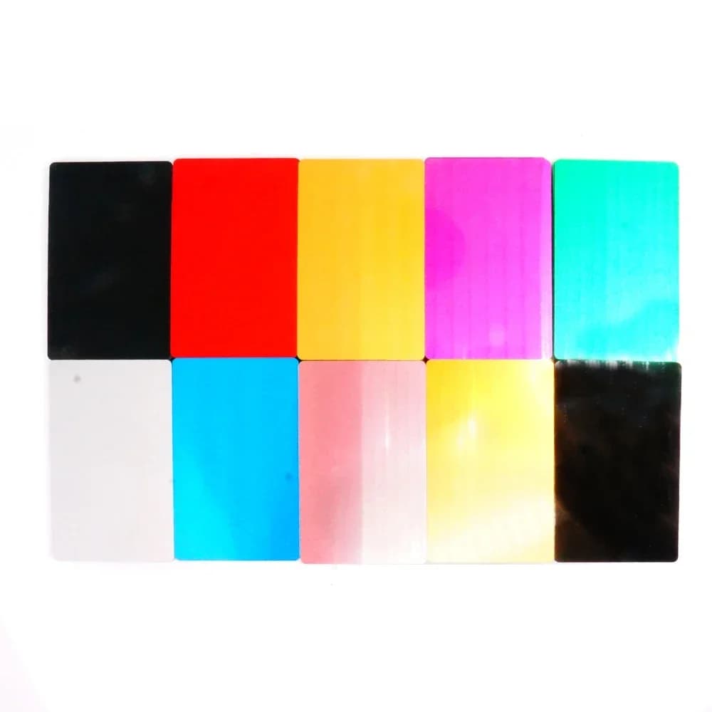50Pcs Colorful Metal Business Cards Fiber Laser Marking Machine Aluminum Alloy Blank Card