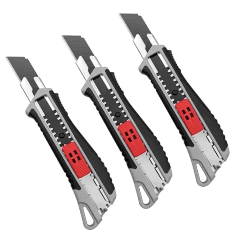 QYQRQF Box Cutter Heavy Duty Utility Knife Retractable Box Cutter Metal Cutters for Cutting Cardboard Paper Leather Fabric(3pcs)