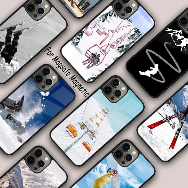 Ski Neige Snowboard Magnetic Phone Case For APPLE iPhone 16 14 13 12 11 Pro Max 15 Plus Wireless Charge With MagSafe Cover