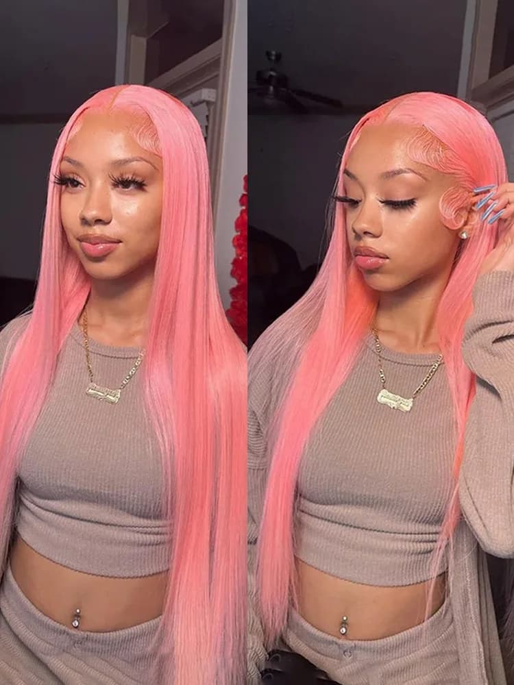 Pink Lace Front Wig Human Hair 13x6 Hd Lace Frontal Wig 13x4 Colored Straight Lace Front Wigs Human Hair 613 Wigs For Women