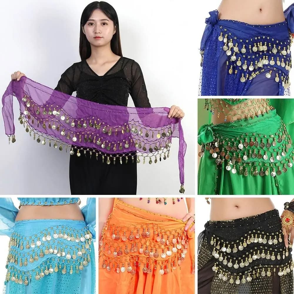 Sexy Sequins Tassels Waist Chain Hip Scarf Dancer Skirt Belly Dance Belt