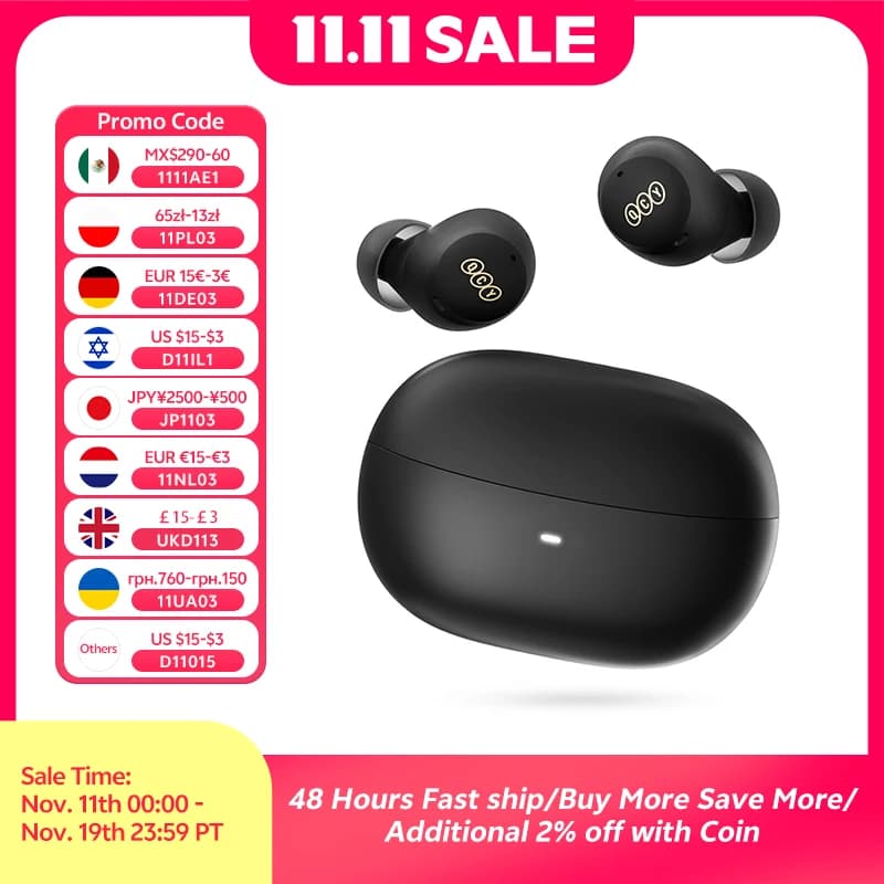 QCY HT07 ANC Wireless Earphones 40dB Noise Cancelling TWS Earbuds 6 Mic AI HD Call Bluetooth 5.2 HiFi Headphone 32H Playback