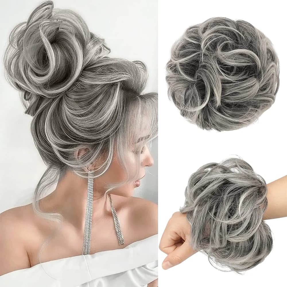 Messy Bun Hair Piece Curly Wavy Hair Bun Scrunchies Extensions Synthetic Tousled Updo Hairpieces for Women