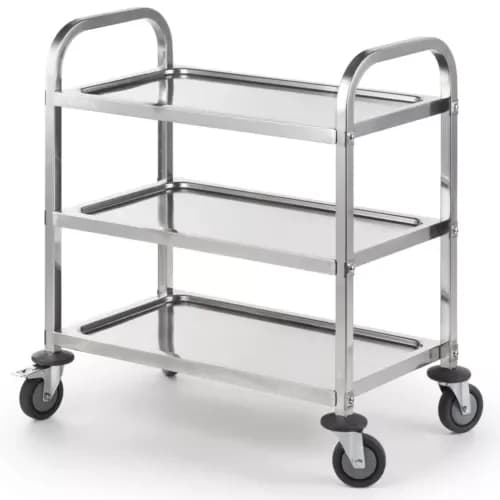 Commercial Stainless Steel Serving Trolley 30" L X 16" W X 33" H 3 Tiered Shelf Kitchen Metal Cart On Wheels