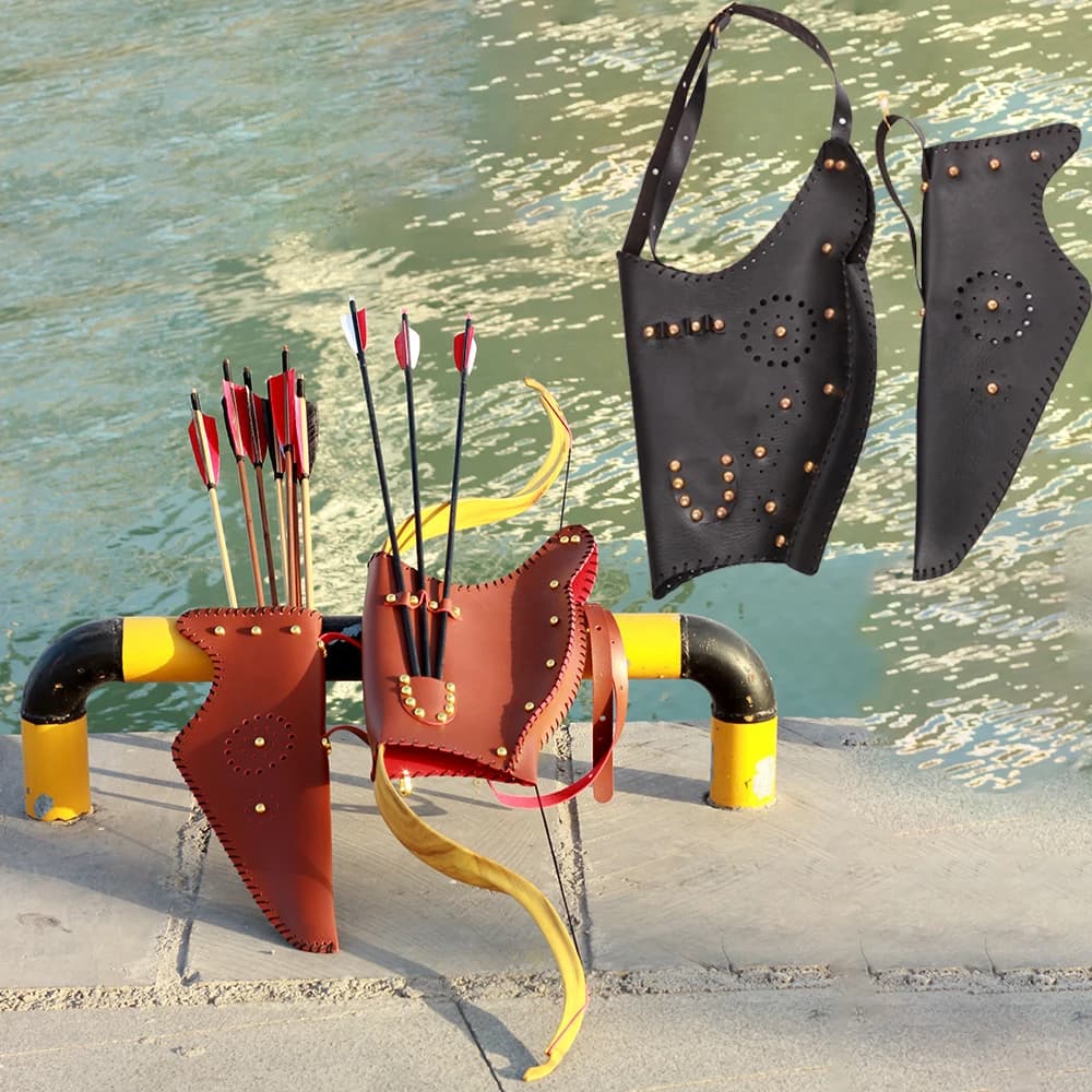 Leather Bow and Arrows Quiver Archery Quiver Bow Bag Case Arrow Quiver Set