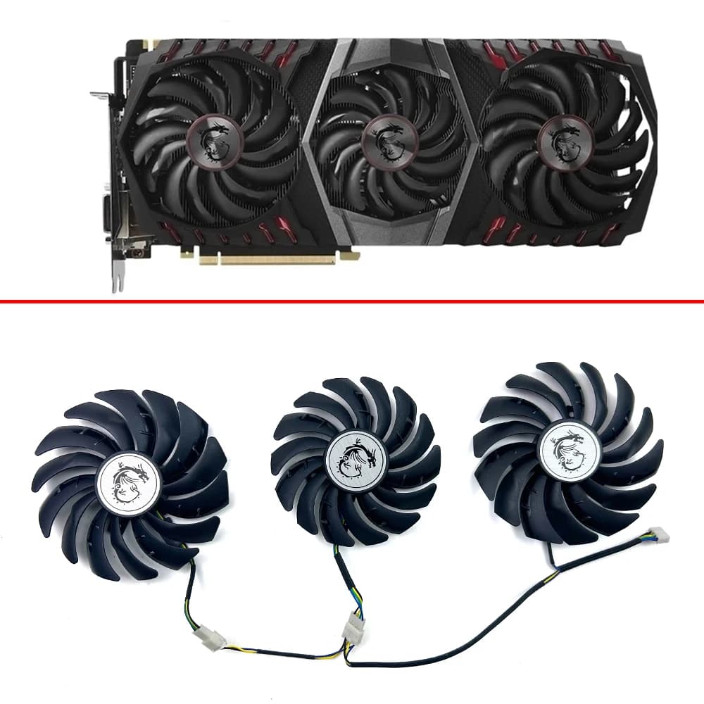 3PCS PLD10010S12HH PLD09210S12HH 4pin GTX1080 TI GPU Cooler for MSI GEFORCE GTX 1080 Ti Gaming X Trio Graphics Card Cooling Fan