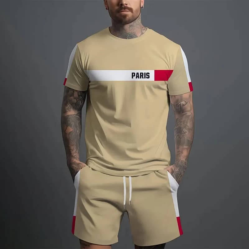 2024 New Men's Fashion Sportswear Summer Casual Wear Men's Short-sleeved T-shirt And Shorts Quick-drying Two-piece Basic Set