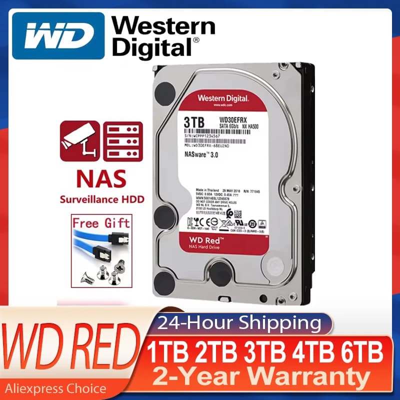 Western Digital WD Red 1TB 2TB 3TB 4TB 6TB NAS 3.5" Internal Hard Drive SATA 6Gb/s 64MB Cache For Desktop Nas PC