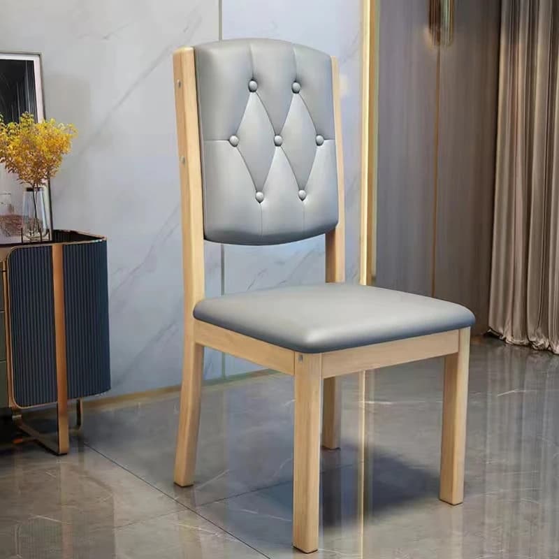 Design Modern Dining Chairs Oak Waterproof Leather Mobile Dining Chair Nordic Wood Armless Cadeiras De Jantar Home Furniture