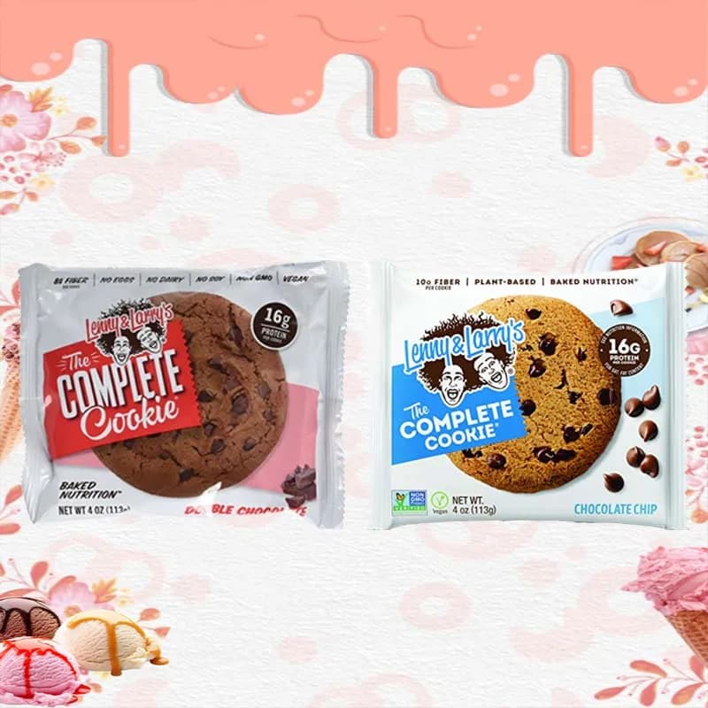 Lenny & Larry's Complete Cookie Chocolate Chip Plant Protein Vegan/Double Chocolate Complete Cookie Box 4oz(113g)*3 packs