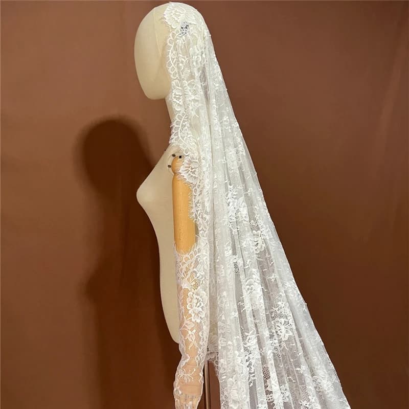 Soft Lace Mantilla Wedding Bridal Veils Accessories For Brides Catholic Long Vintage Off White Floral Short 1 2 3 meter