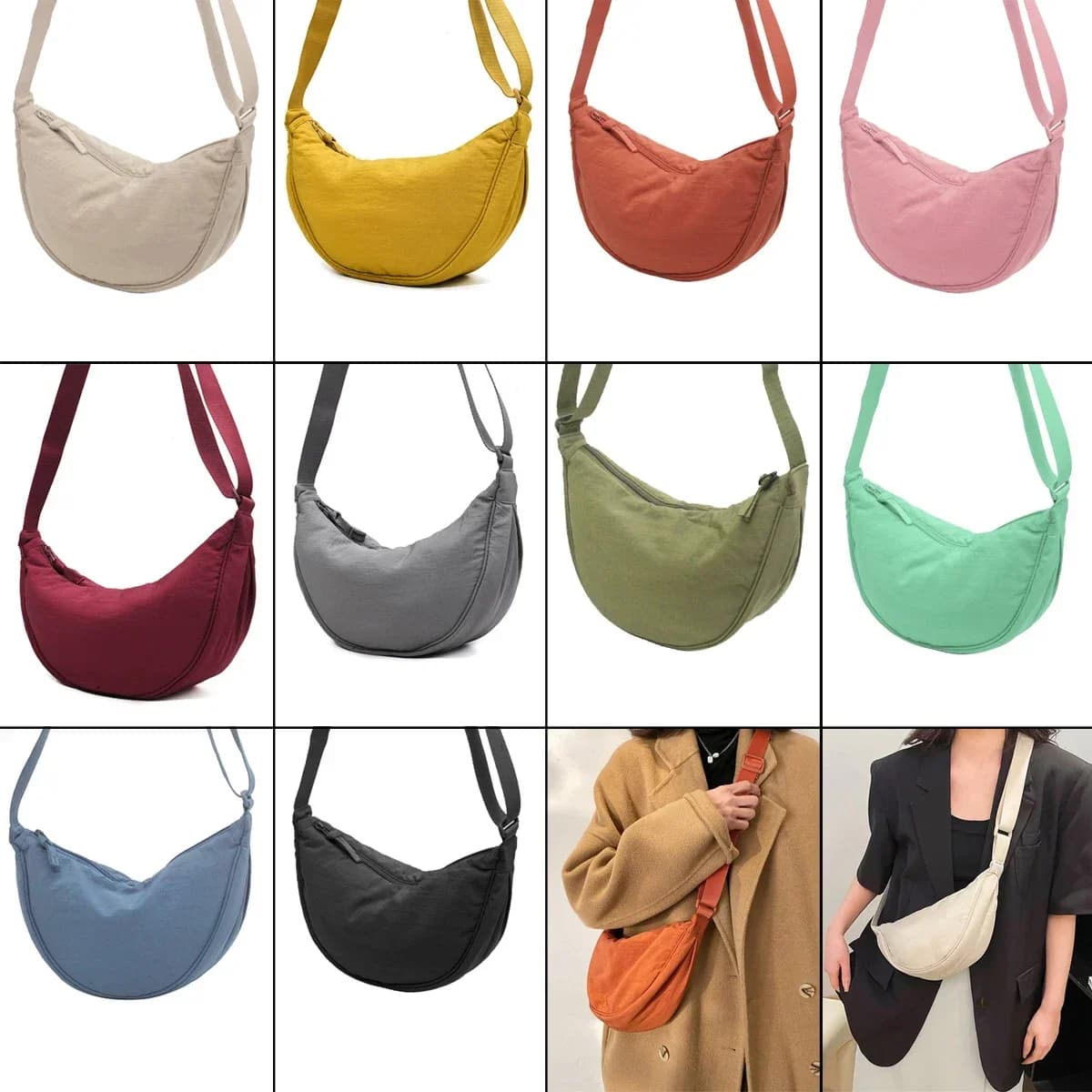 Nylon Hobos Chest Shoulder Dumpling Bag Large Capacity Travel Crossbody Half Moon Belt Messenger for Women Bags Wholesale