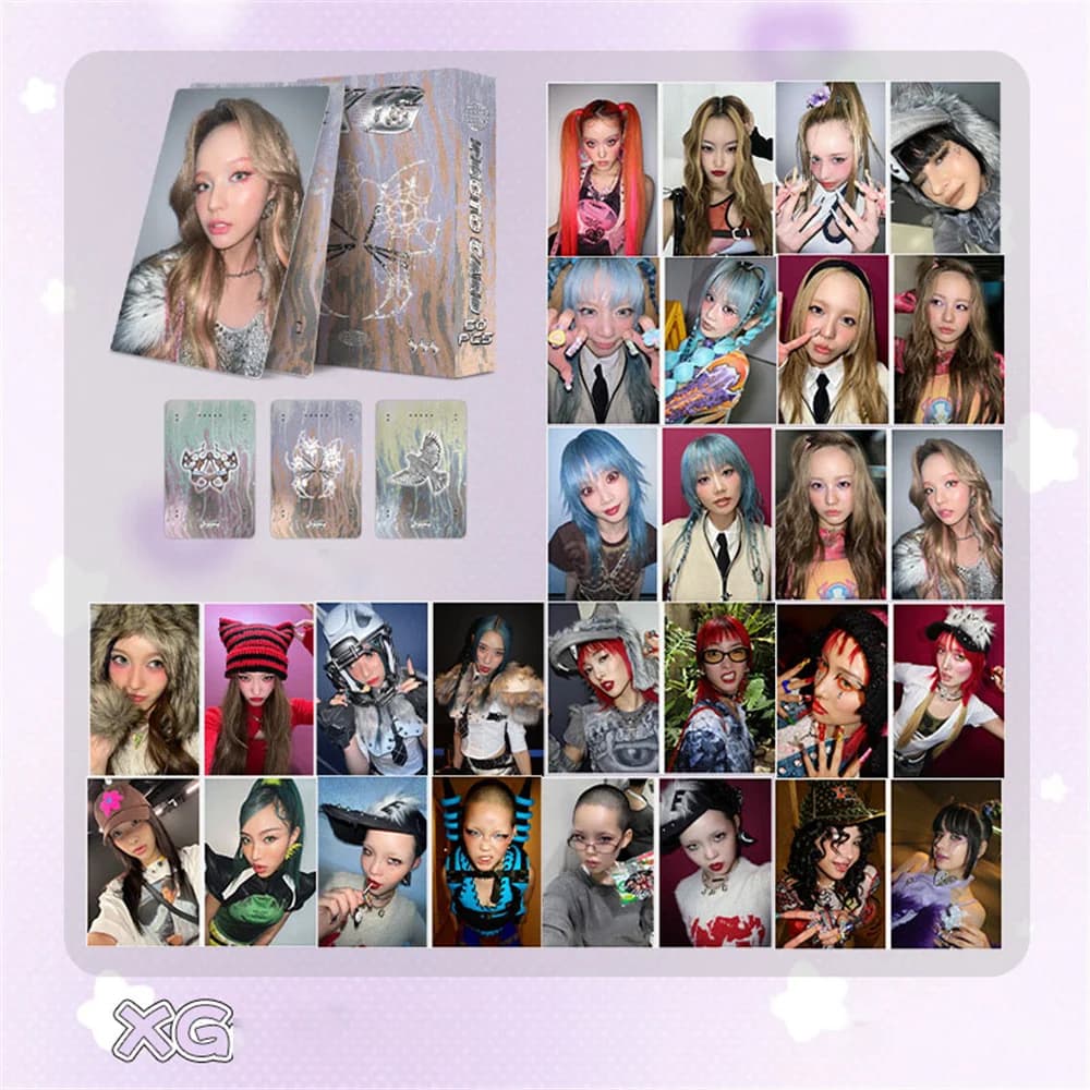 50pcs/Set Kpop XG Laser Boxed Card High Quality HD Photo Self-printed Photo Card Korean Style Coated Selfie Collection LOMO Card