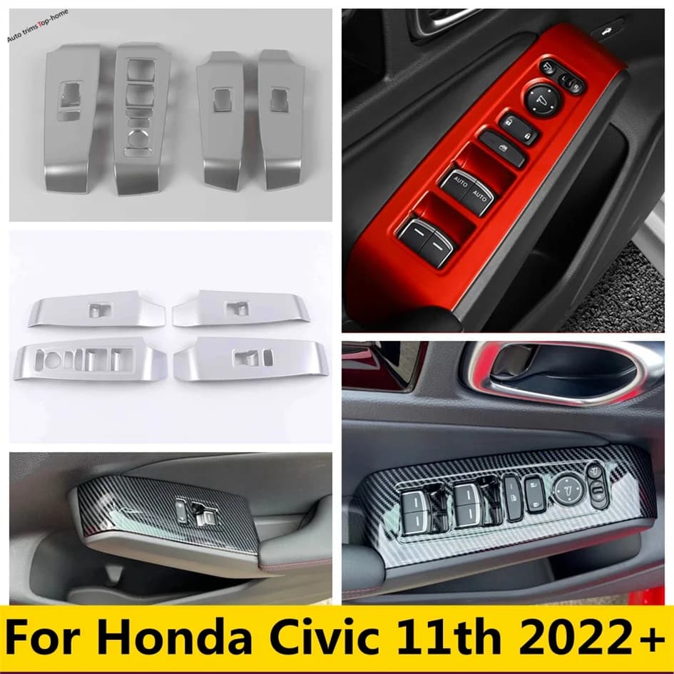 Inner Door Window Lift Control Switch Button Panel Decoration Frame Cover Trim For Honda Civic 11th 2022 - 2024 Car Accessories