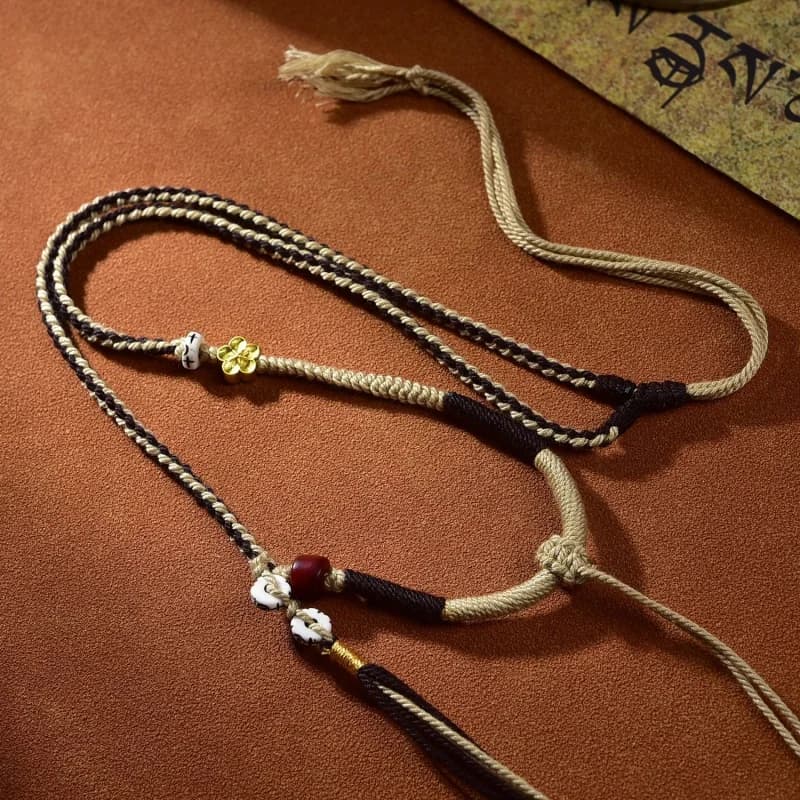 Boutique Tibetan Handmade Braided Rope Pendant Rope Necklace Sweater Chain Thangka Amulet Beeswax Jade Pendant Lanyard Ethnic St