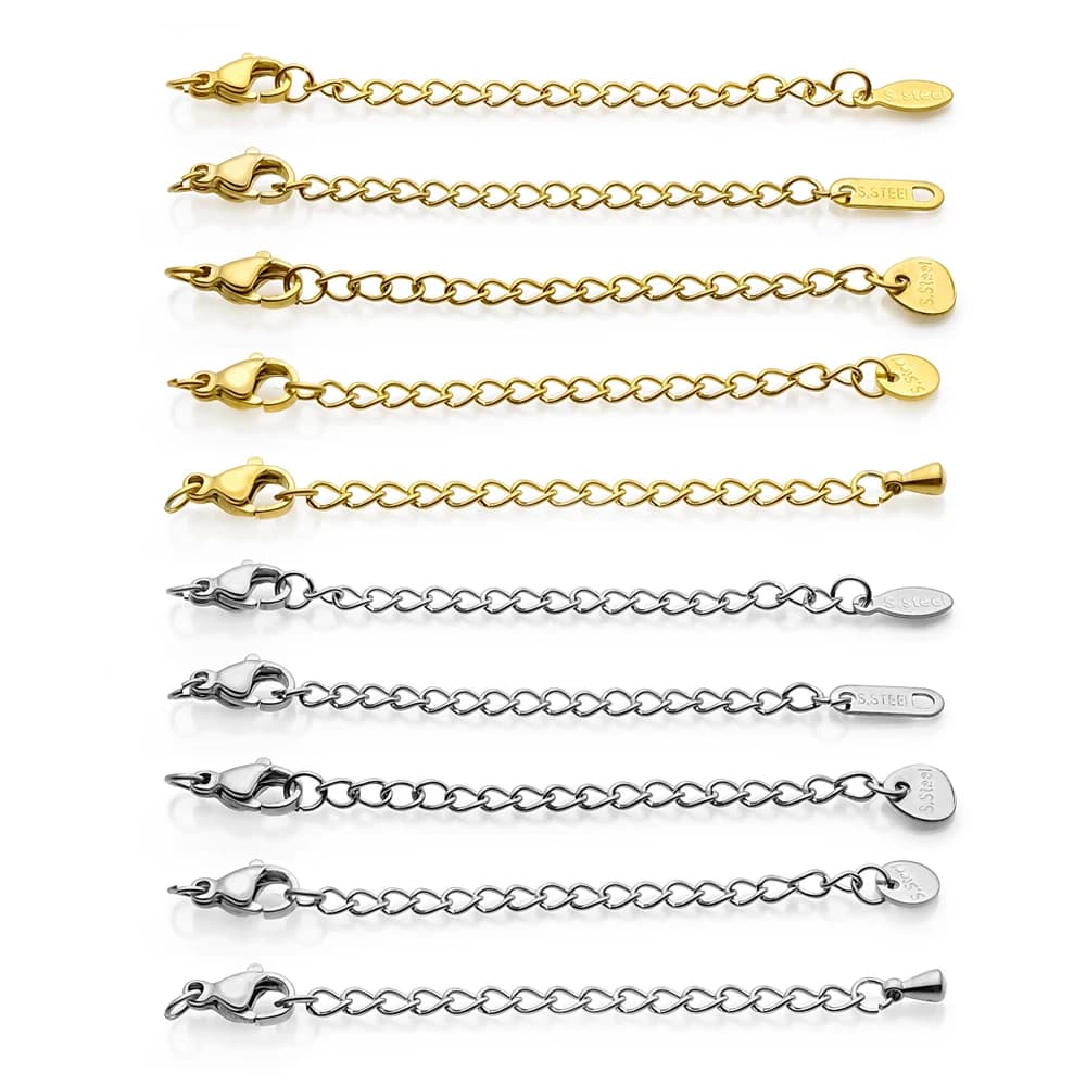 10-20pcs Stainless Steel Extension Tail Chain Lobster Clasps Connector Extended Chain for Bracelet Necklace Jewelry Making DIY
