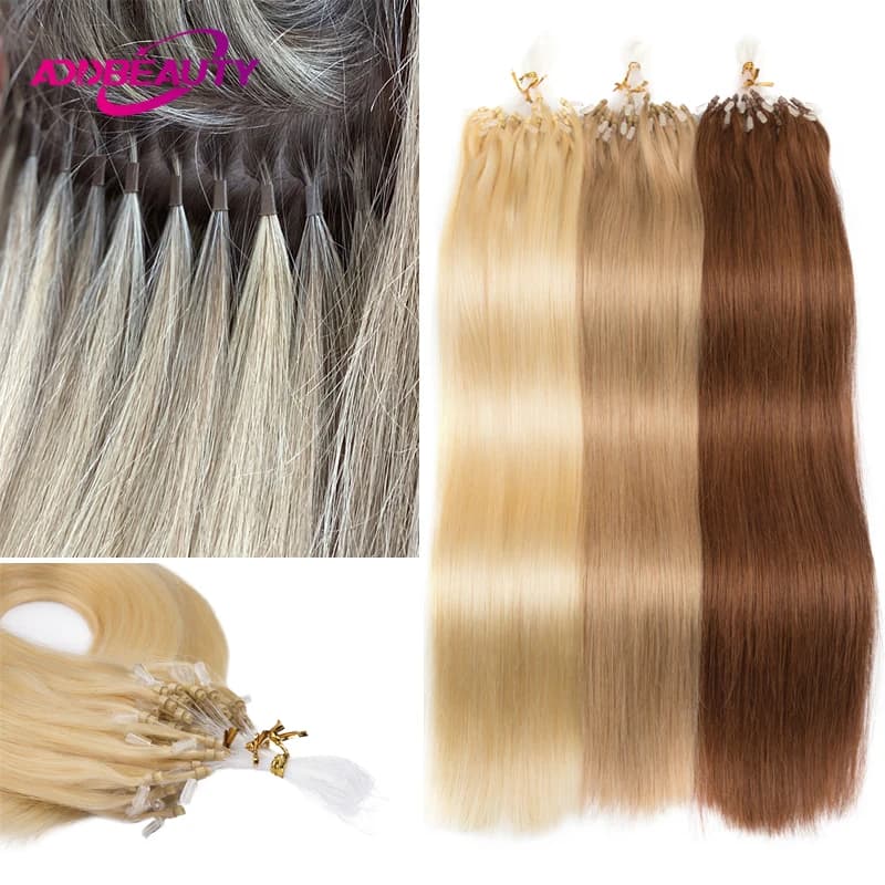 Micro Loop Hair Extension Human Hair Straight Real Human Remy Hair 50pcs Invisible Micro Ring Hair Extension for Women Ombre 613