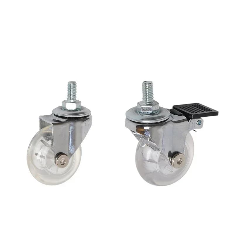 2Inch Swivel Caster Wheels Heavy Duty Industrial Caster With M8x15mm Threaded Stem No Noise PU Wheels For Carts workbench