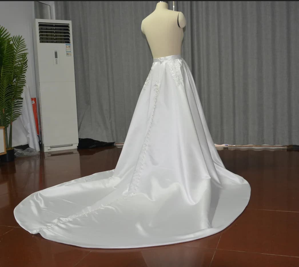 Satin Applique skirt Wedding dress removable skirt Detachable train wedding accessories custom size detachable train
