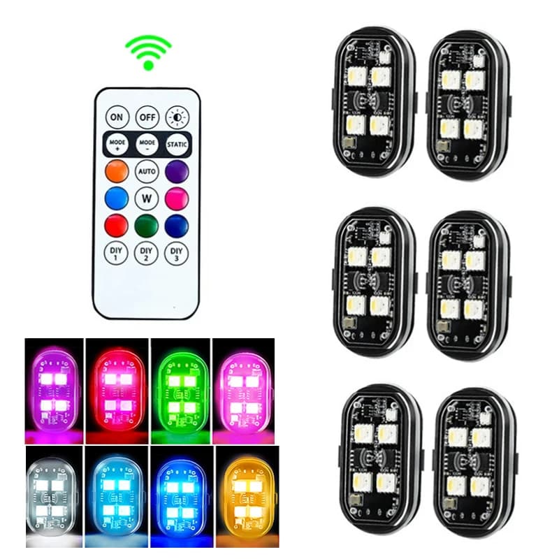 RGB Led Car Strobe Lights Motorcycle LED Flash Position Wireless Light Aircraft Airplane Helicopter Warning Lights Accessories