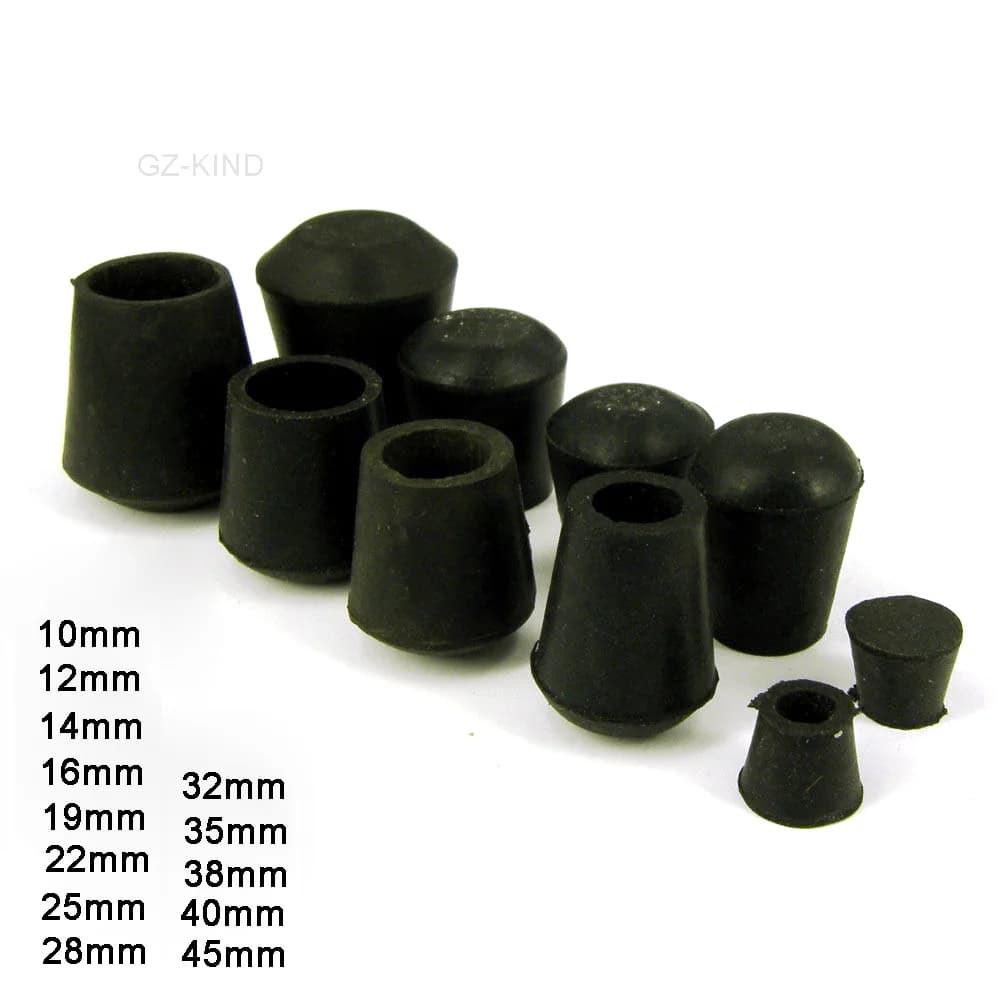 2/8 Piece Black Rubber Chair Foot Table Hold Pipe End Protective Capsules 10 12 15 16,45mm