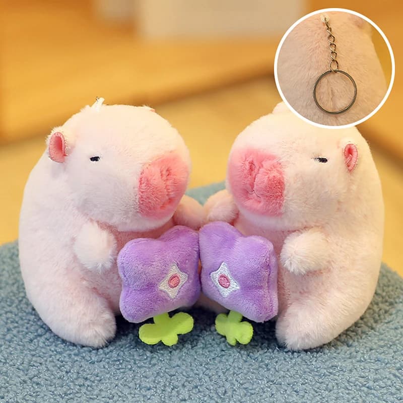 Capybara Plush Doll Cartoon Keychain Pendant Soft Stuffed Doll Backpack Pendant Car Bag Key Ring Decor Kid Gift Keychain
