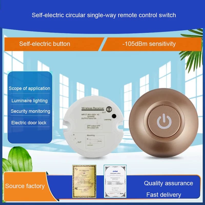 1CH  RF  wireless lighting remote control switch  85V 110V 120V 220V  250V   433mhz Seifgerated Ergometer transmitter no  wiring