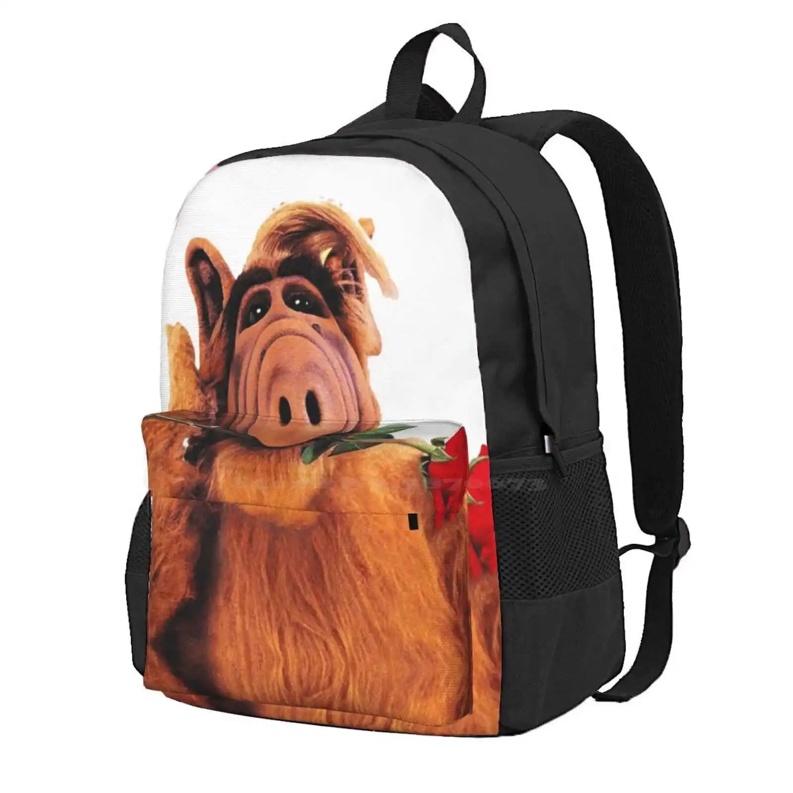 Alf Hot Sale Schoolbag Backpack Fashion Bags Alien Life Form Puppet Sitcom 80S Nostalgic Tv Show Series Humour Romantic Alf Red
