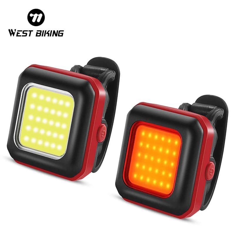 WEST BIKING Bicycle Mini Front/Rear Lights Rechargeable LED Lights High Visibility Taillight IP45 Cycling Jogging Flashlight