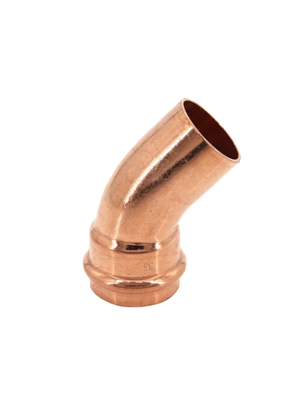 28mm/35mm Copper Double Card Pressure V-shaped 45 Degree Socket Elbow Water Heating Fittings Joint