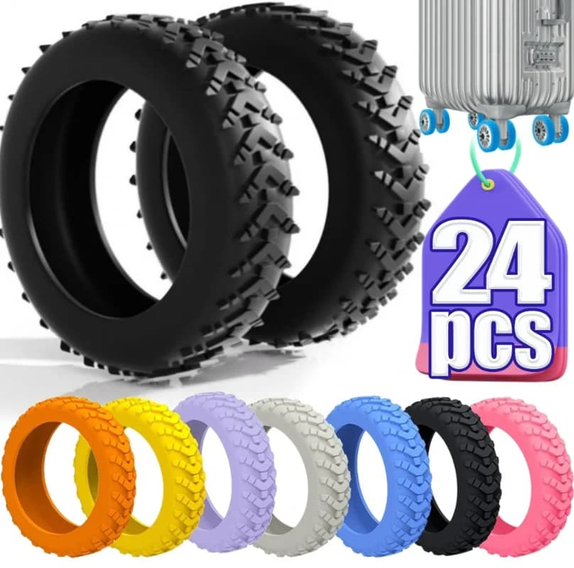 1/24Pcs Thicken Texture Silicone Wheels Protector For Luggage Reduce Noise Travel Luggage Wheels Cover Luggage Accessories