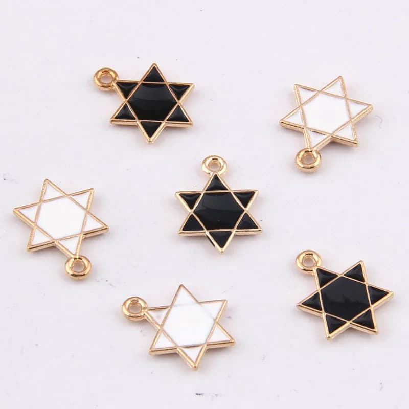10pcs/lot Jew MOGEN DAVID Six Star Enamel Charms  For Braclets Earring DIY Craft Jewelry finding
