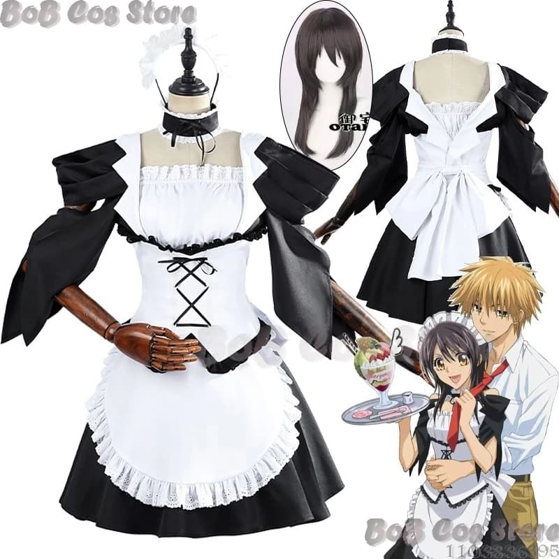 Ayuzawa Misaki Anime Kaichou wa Maid-sama! Cosplay Costume Girl Women Brown Wig Maid Suit Christmas Holoween RolePlay Customized