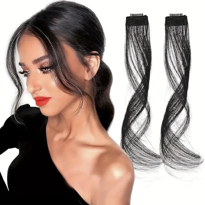 Clip-In Side Swept Bangs Hair Extensions for Women Synthetic Hairpiece with Natural Look, Easy DIY Hair Accessory for All Ages