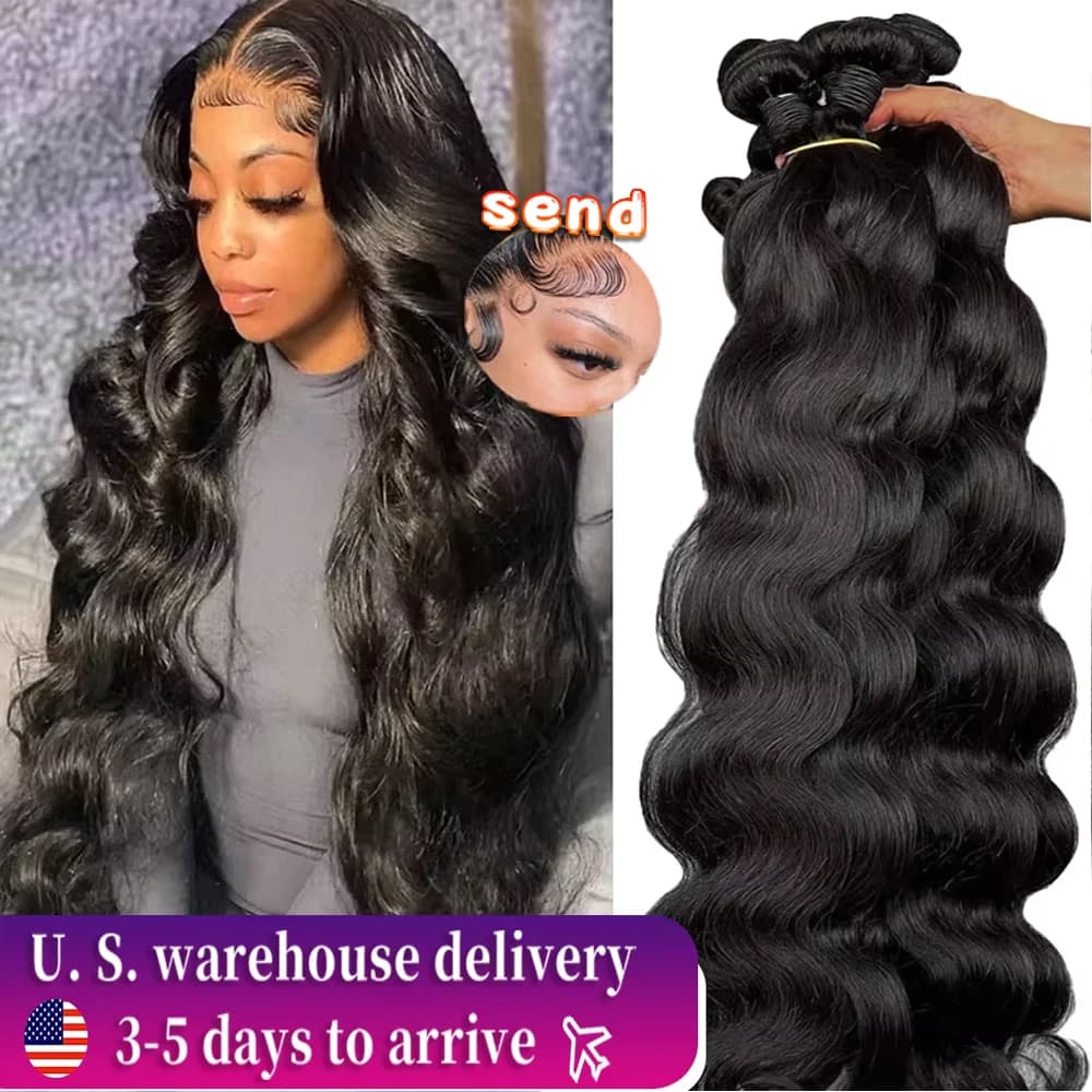 Body Wave Human Hair Bundles 100% Human Hair 20 20 20 Inch Brazilian Water Wave Raw Hair Bundles 16A  Black Women And Baby Hair