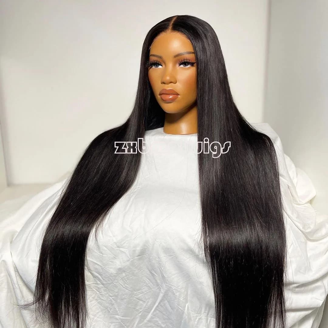 Synthetic Hair 13x4 Lace Front Wig Black 1B Colored Straight Wigs Glueless Heat Resistant Fiber  Lace Wig Cosplay Fiber