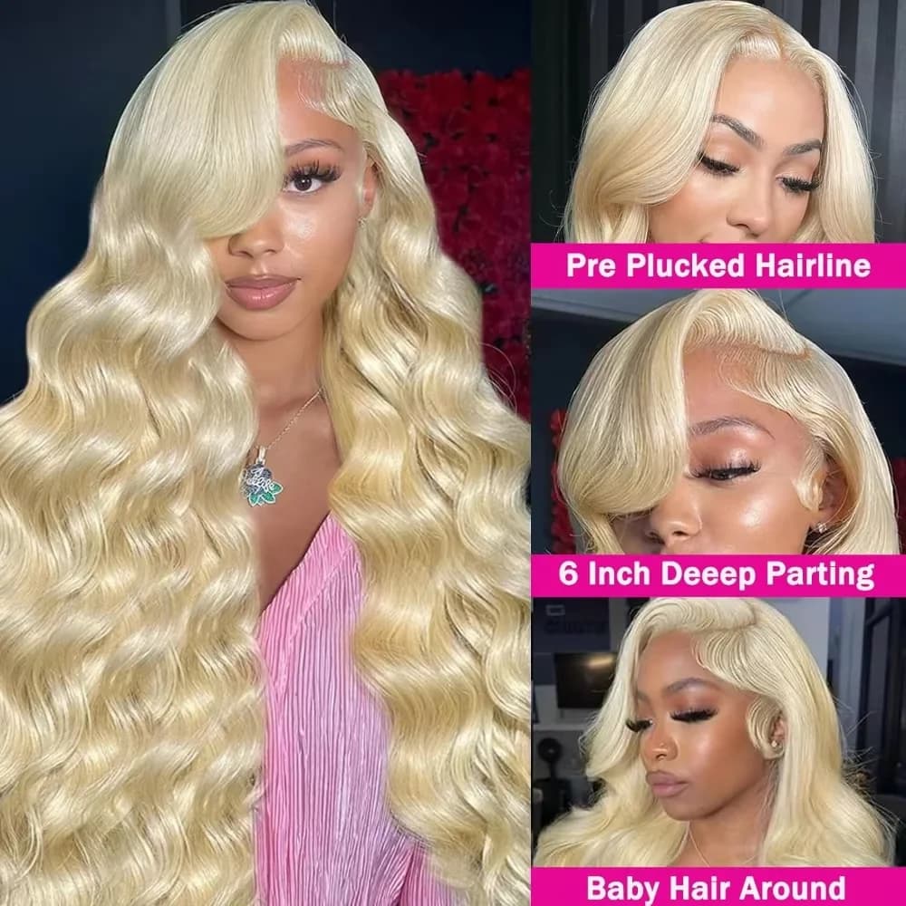 250% Density 613 Blonde Lace Front Wig Human Hair 613 Hd Lace Frontal Wig 13x6 Raw Hair Body Wave Human Hair Wig for Black Women