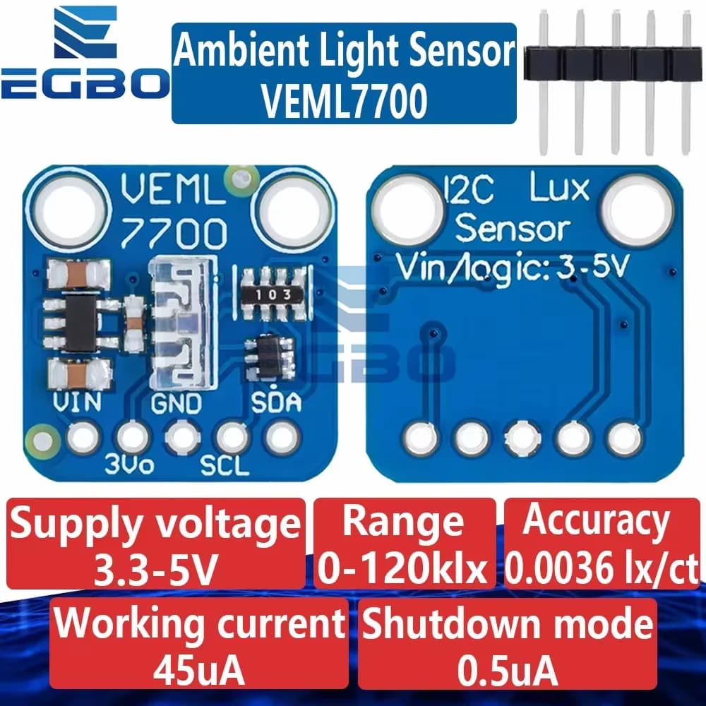 VEML7700 Ambient Light Sensor Module 120k Lux Light measuring Sensor Board 3.3V 5V I2C IIC Interface for Arduino Raspberry Pi