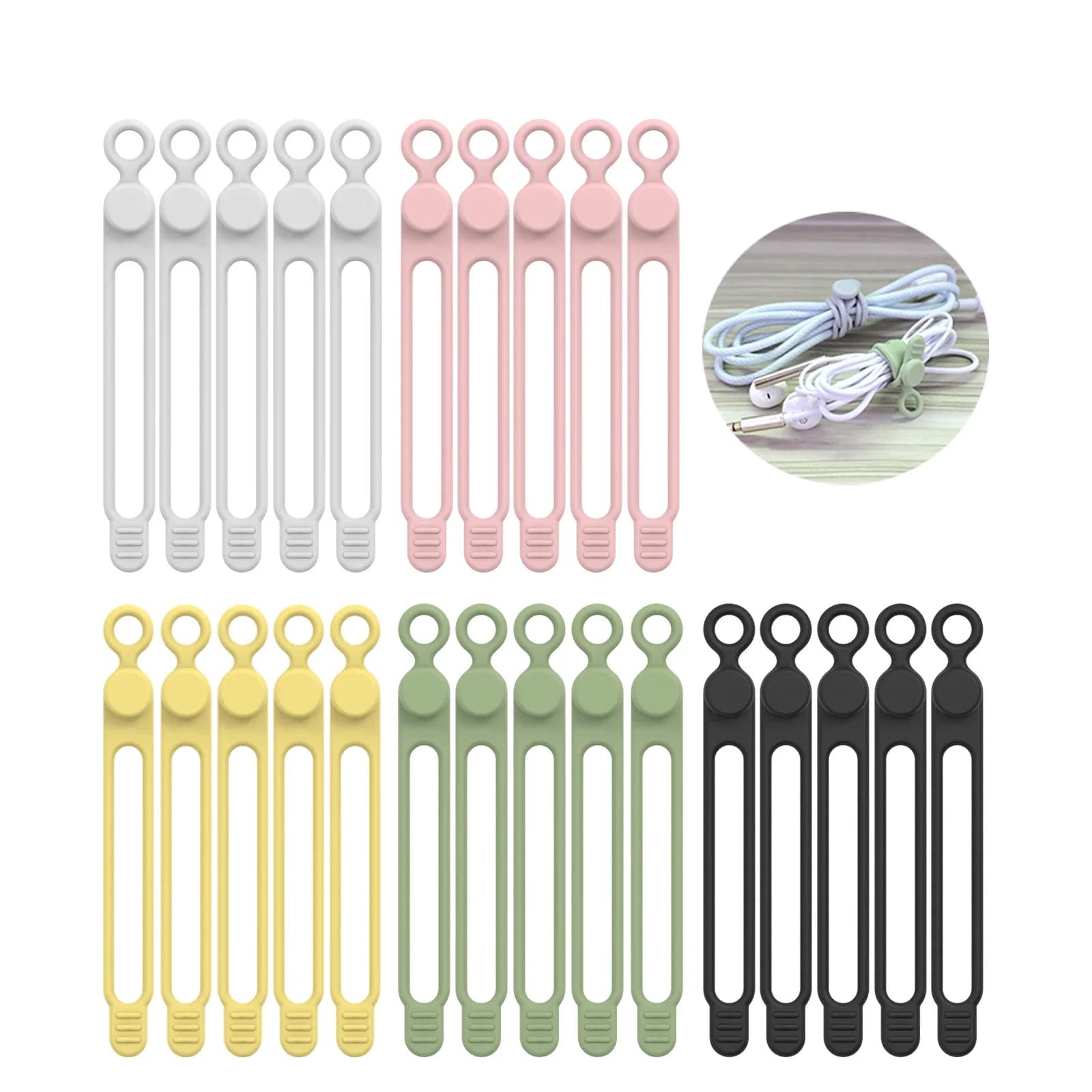 Silicone Cable Ties,Cord Organizer,Cable Straps,Reusable Cord Ties,Travel Cable Organizer ,Cute Elastic Tie, Wire Ties
